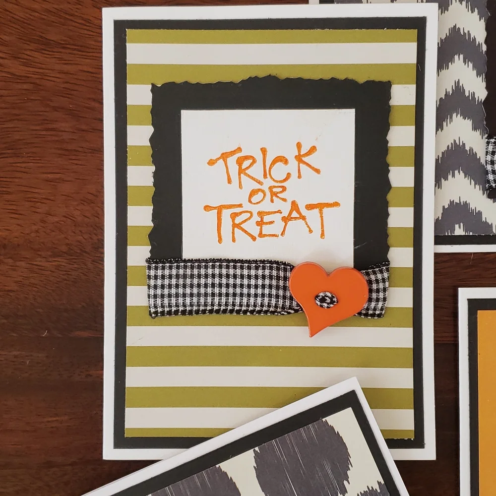 Halloween Note Cards Set of Four • Trick or Treat • Handmade